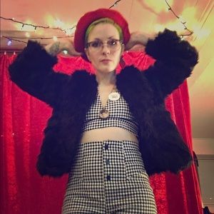 Black Faux Fur 90’s Vintage look Coat